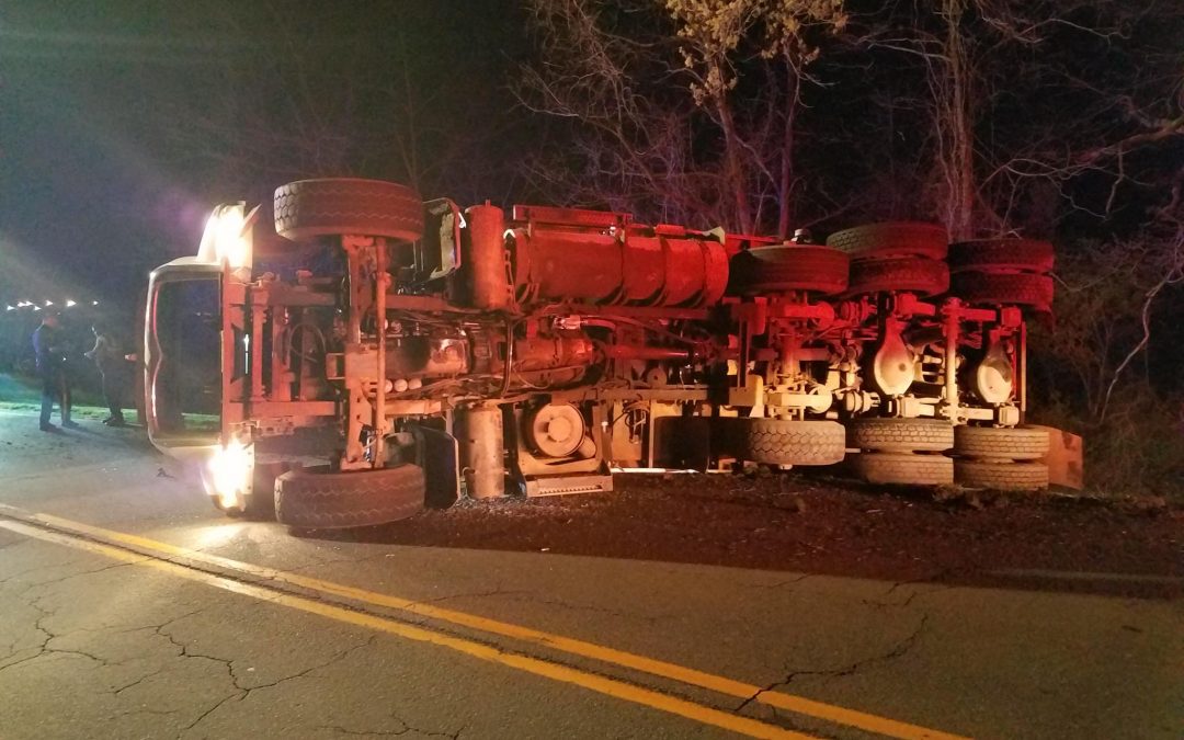 Overturned Truck on Trap Rock Industries Entrance Road